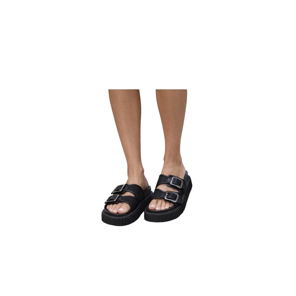 Circus NY Sam Edelman Mesh Black Platform Slide Buckle Sandals I9656F2001 7.5